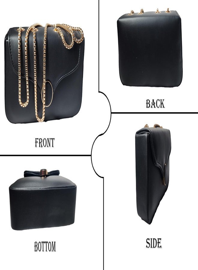 DONSON Sling and Shoulder Fashionable Handbag with Chain Strap(BLACK) - Image 2